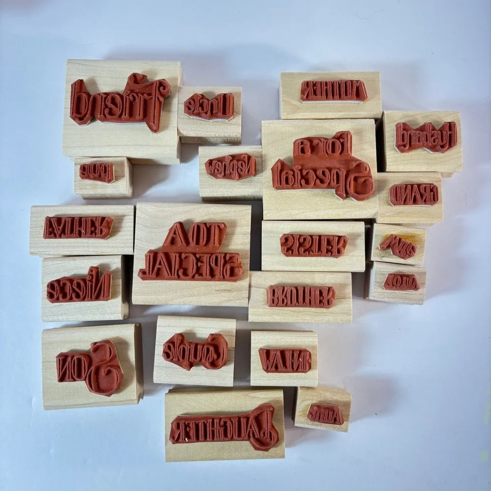 Vintage Stampin' Up Wood Rubber Stamps Family Friend Mother Father Lot 1990s